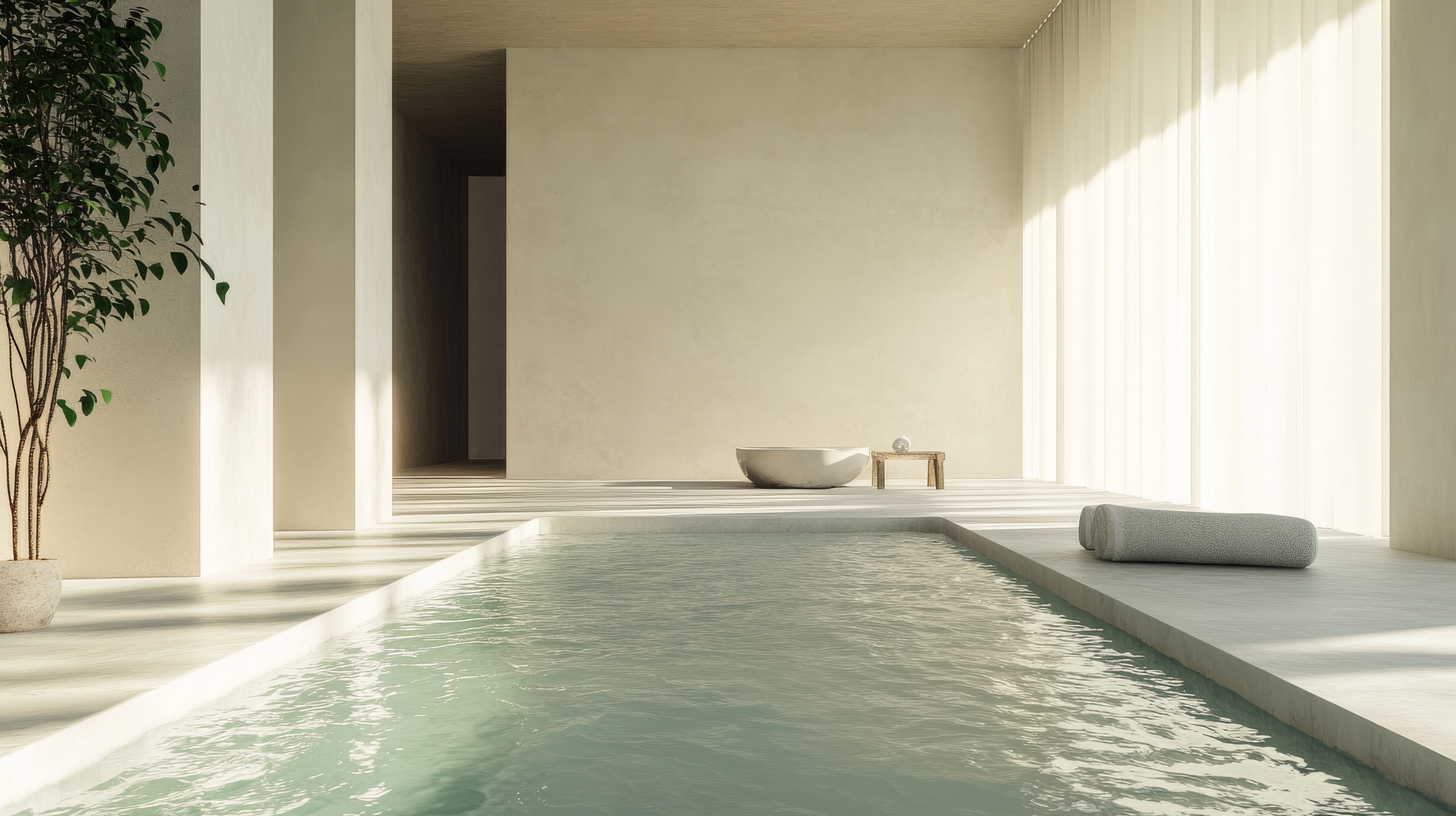 Minimalist spa with plunge pool